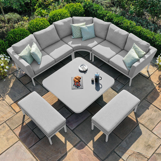 Pulse Deluxe Square Corner Dining Set with Rising Table in Lead Chine